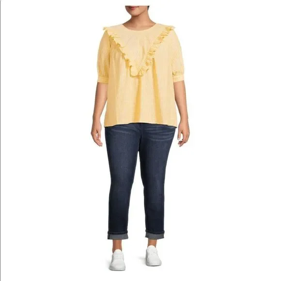 Short Sleeve Ruffle Woven Blouse - Picture 4 of 11